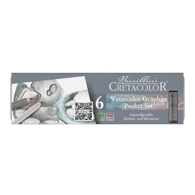 Cretacolor - Aquagraph - 3 Grey + 3 Colours Tin Set