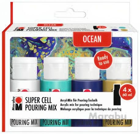 Marabu - Pouring Acrylics - 4x60ml - Ocean