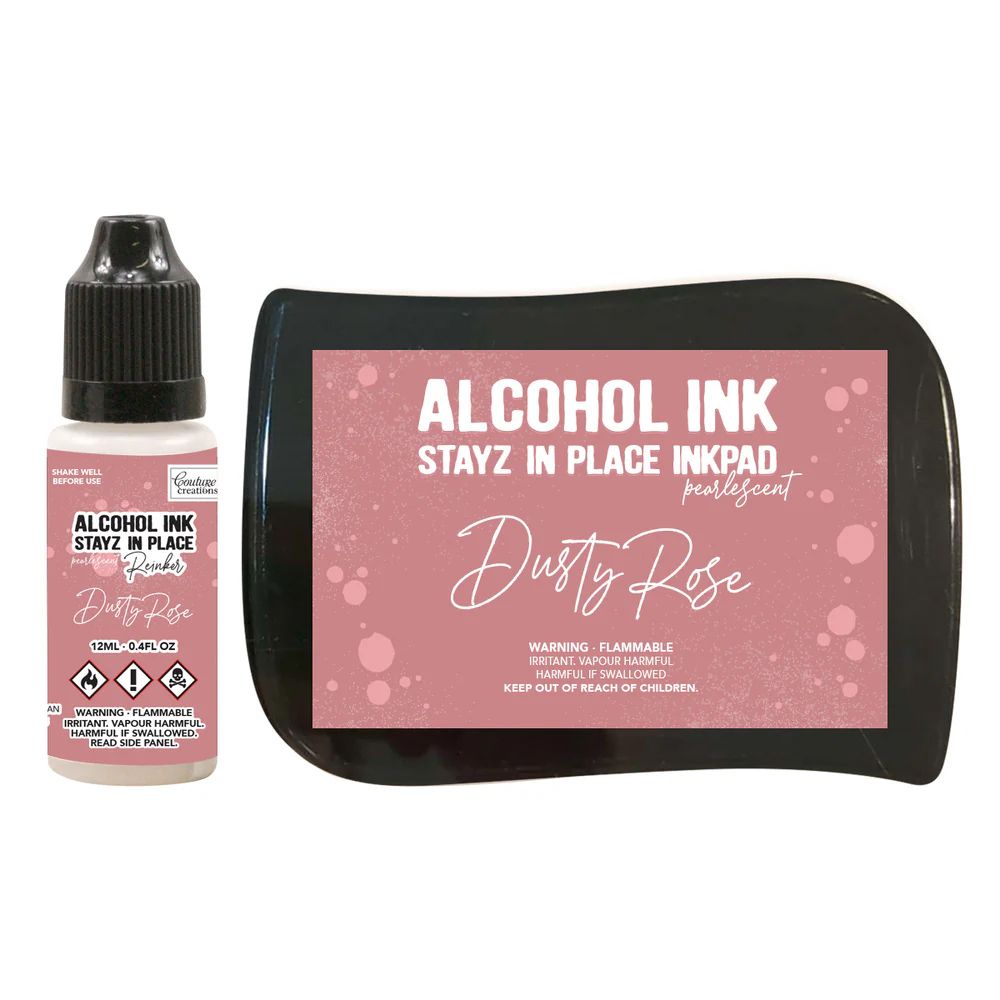 Couture Creations - Alcohol Stayz in Place Inkpad and Reinker - Dusty Rose Pearlescent