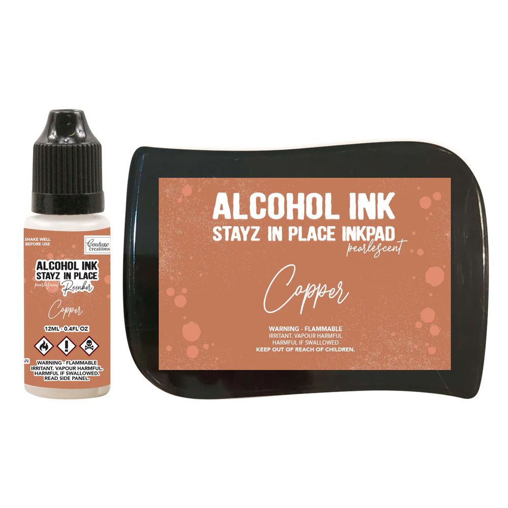 Couture Creations - Alcohol Stayz in Place Inkpad and Reinker - Copper Pearlescent