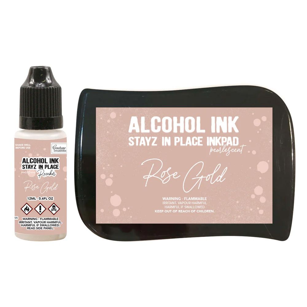 Couture Creations - Alcohol Stayz in Place Inkpad and Reinker - Rose Gold Pearlescent