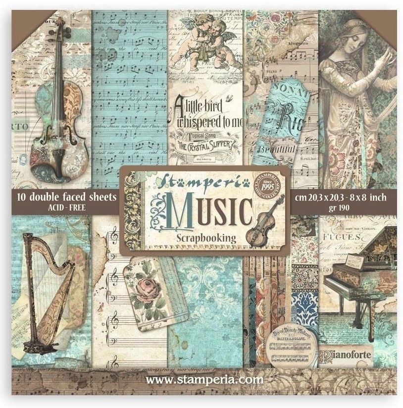 Stamperia - Music - 8&quot;x8&quot; Double-sided Paper Pad