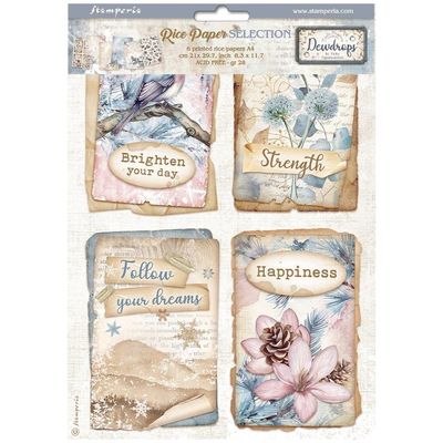 Stamperia - Dewdrops - A4 Rice Paper - Pack of 6 Sheets