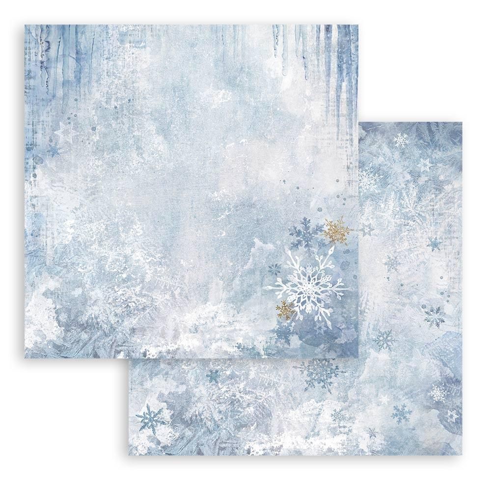 Stamperia - Dewdrops - 12&quot;x12&quot; Double-sided Paper - Blue Snowflakes