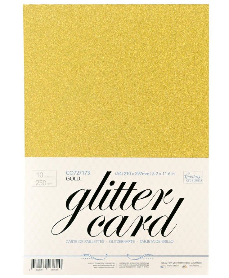 Couture Creations - A4 Glitter Card - Gold