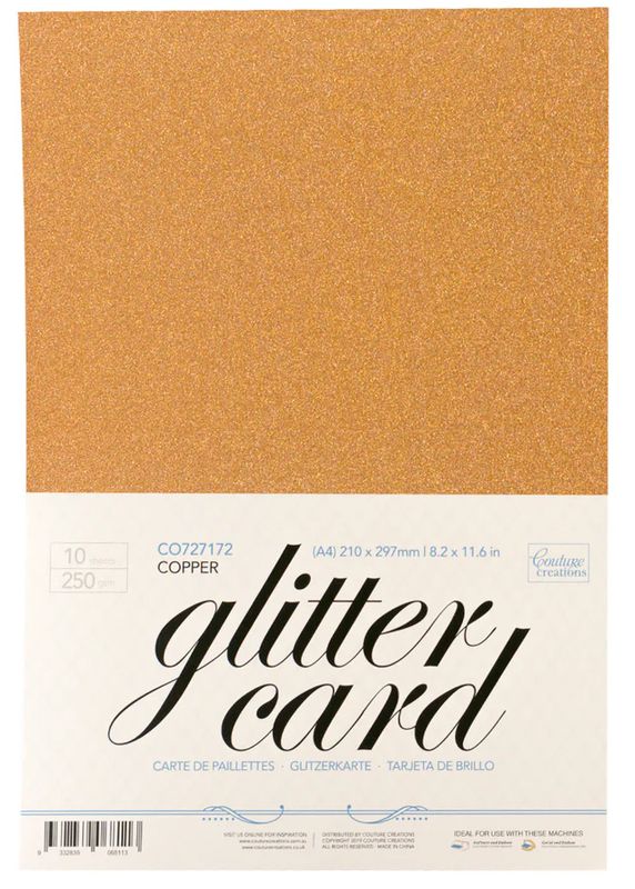 Couture Creations - A4 Glitter Card - Copper