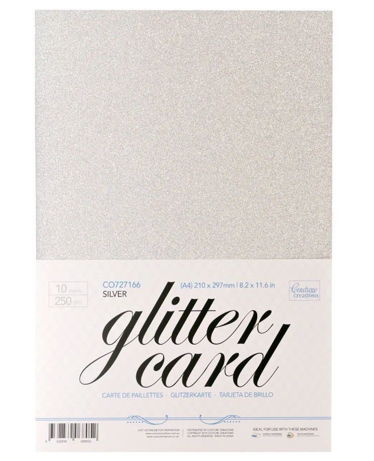 Couture Creations - A4 Glitter Card - Silver