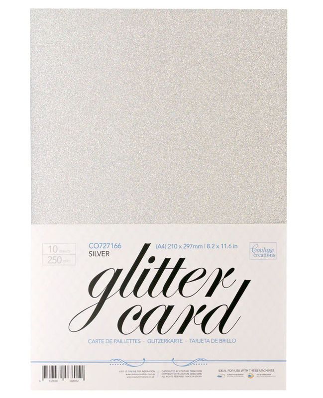 Couture Creations - A4 Glitter Card - Silver