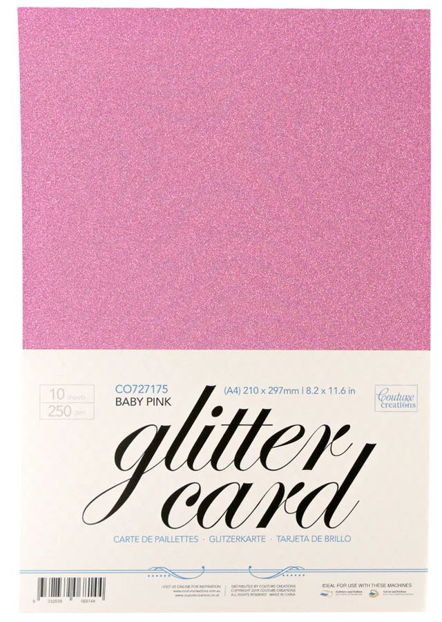Couture Creations - A4 Glitter Card - Baby Pink