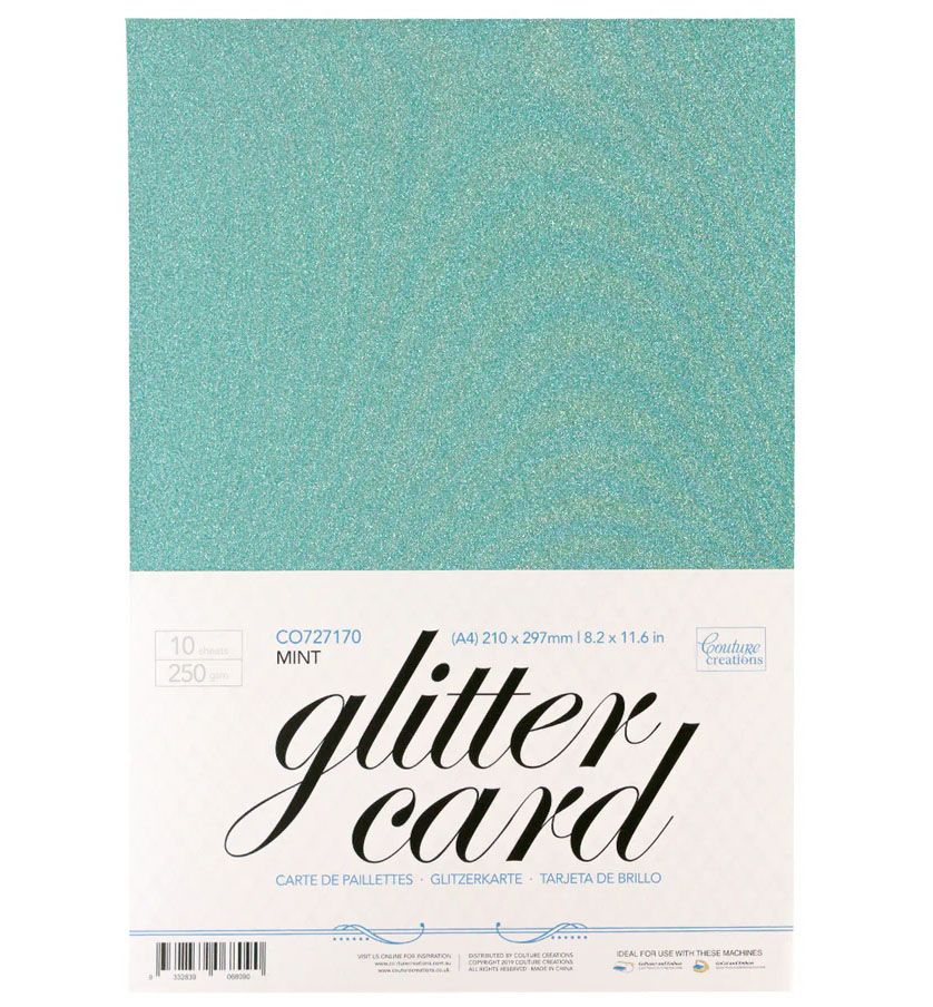 Couture Creations - A4 Glitter Card - Mint
