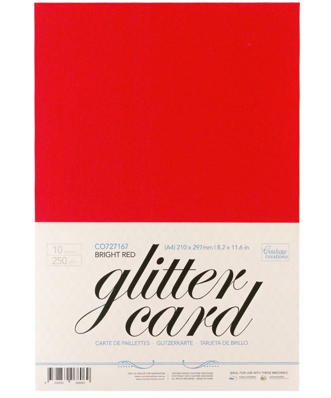 Couture Creations - A4 Glitter Card - Red