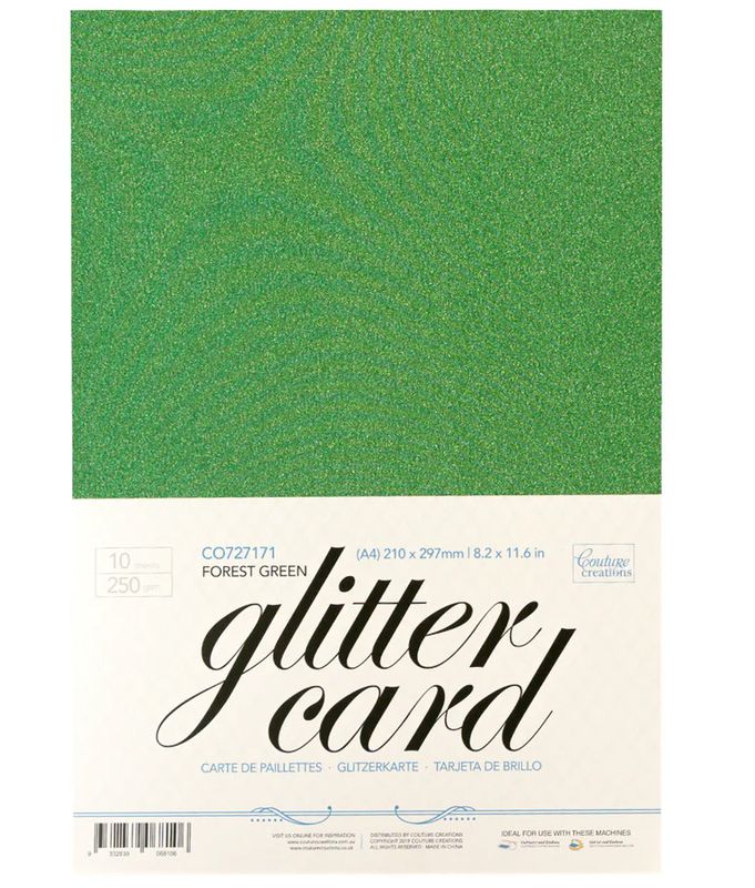 Couture Creations - A4 Glitter Card - Forest Green