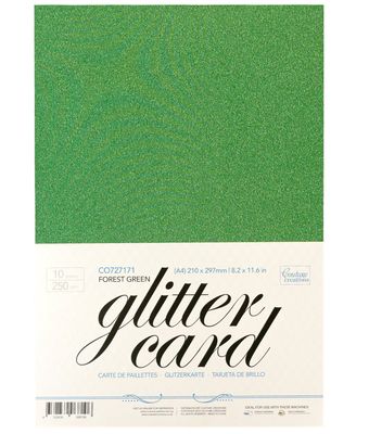Couture Creations - A4 Glitter Card - Forest Green