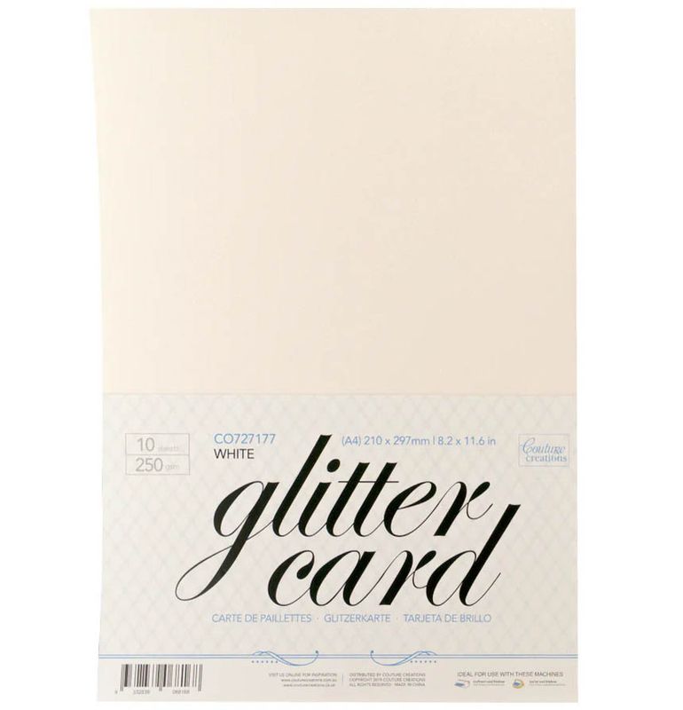 Couture Creations - A4 Glitter Card - White