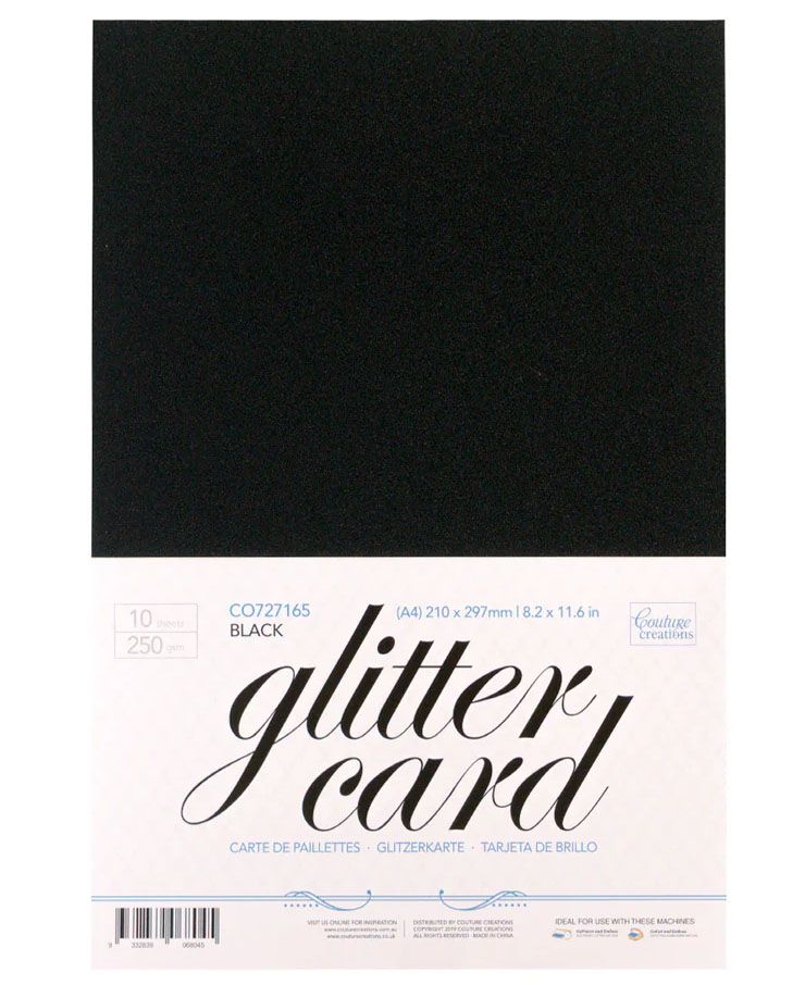 Couture Creations - A4 Glitter Card - Black