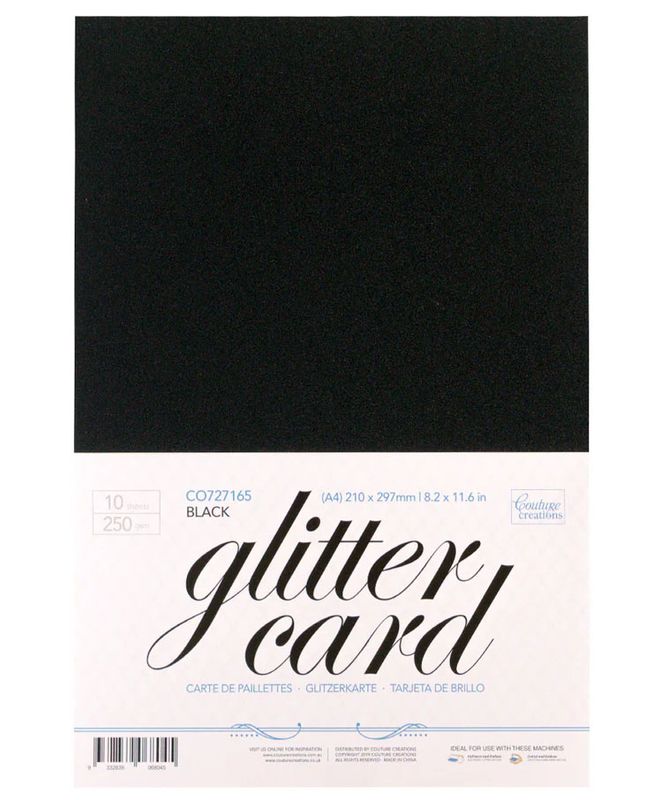 Couture Creations - A4 Glitter Card - Black
