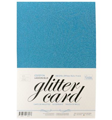 Couture Creations - A4 Glitter Card - Lagoon Blue