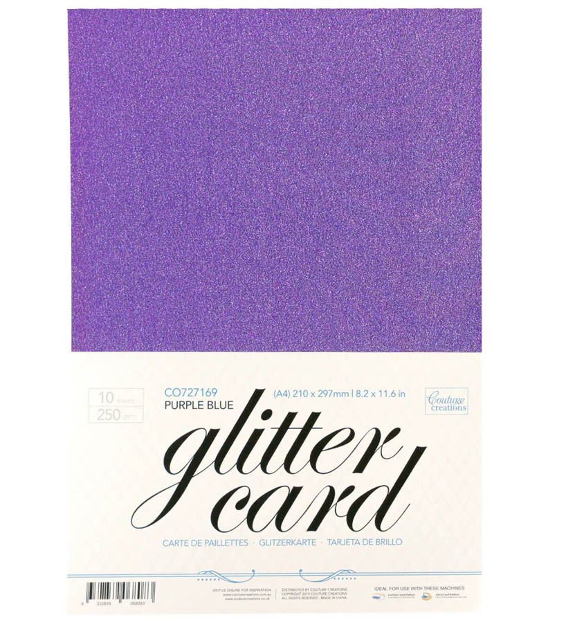 Couture Creations - A4 Glitter Card - Purple blue