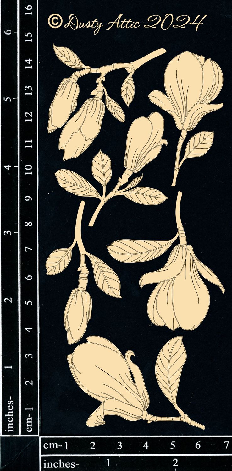 Dusty Attic - Chipboard - Nature - Magnolias - Small