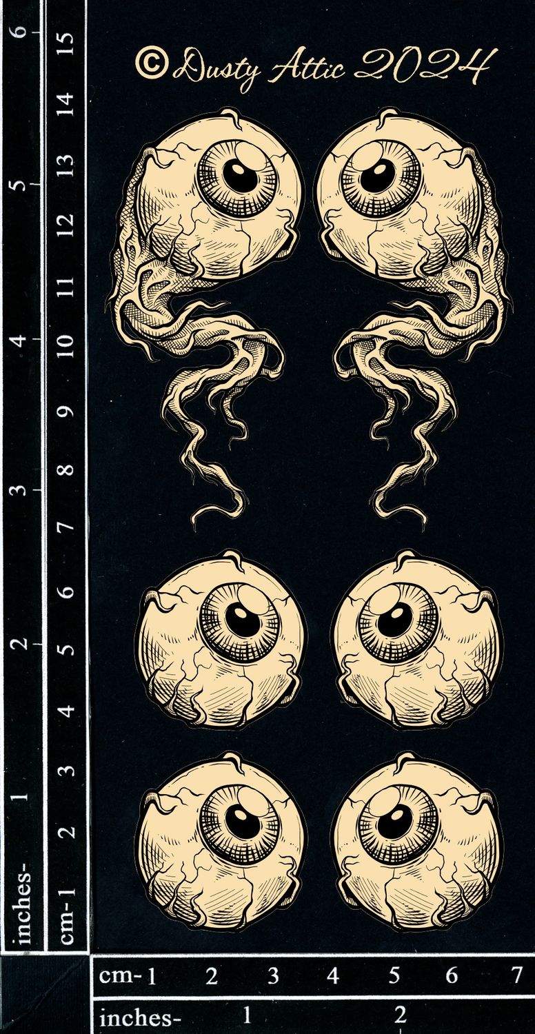 Dusty Attic - Chipboard - Halloween - Eerie Eyeballs
