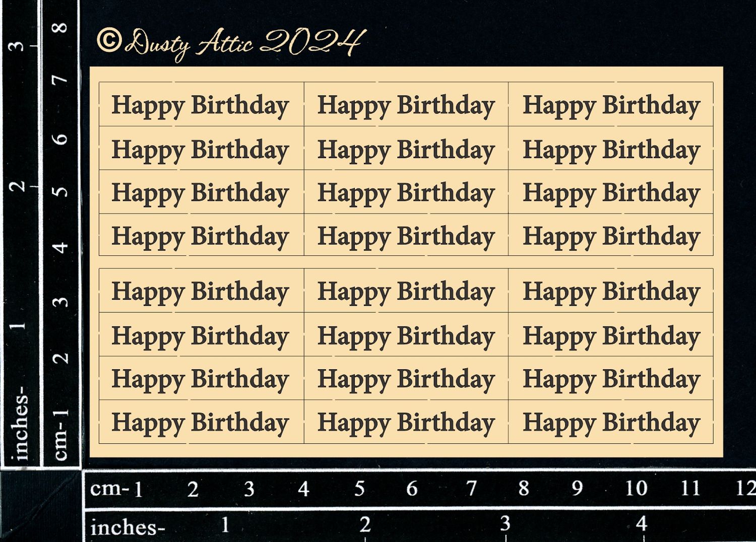 Dusty Attic - Chipboard - Words - Mini Card Sentiments - Happy Birthday