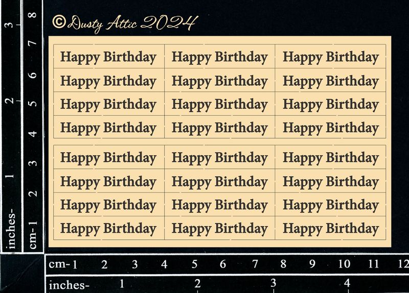 Dusty Attic - Chipboard - Words - Mini Card Sentiments - Happy Birthday