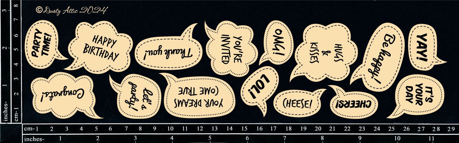 Dusty Attic - Chipboard - Words - Speech Bubble Sentiments