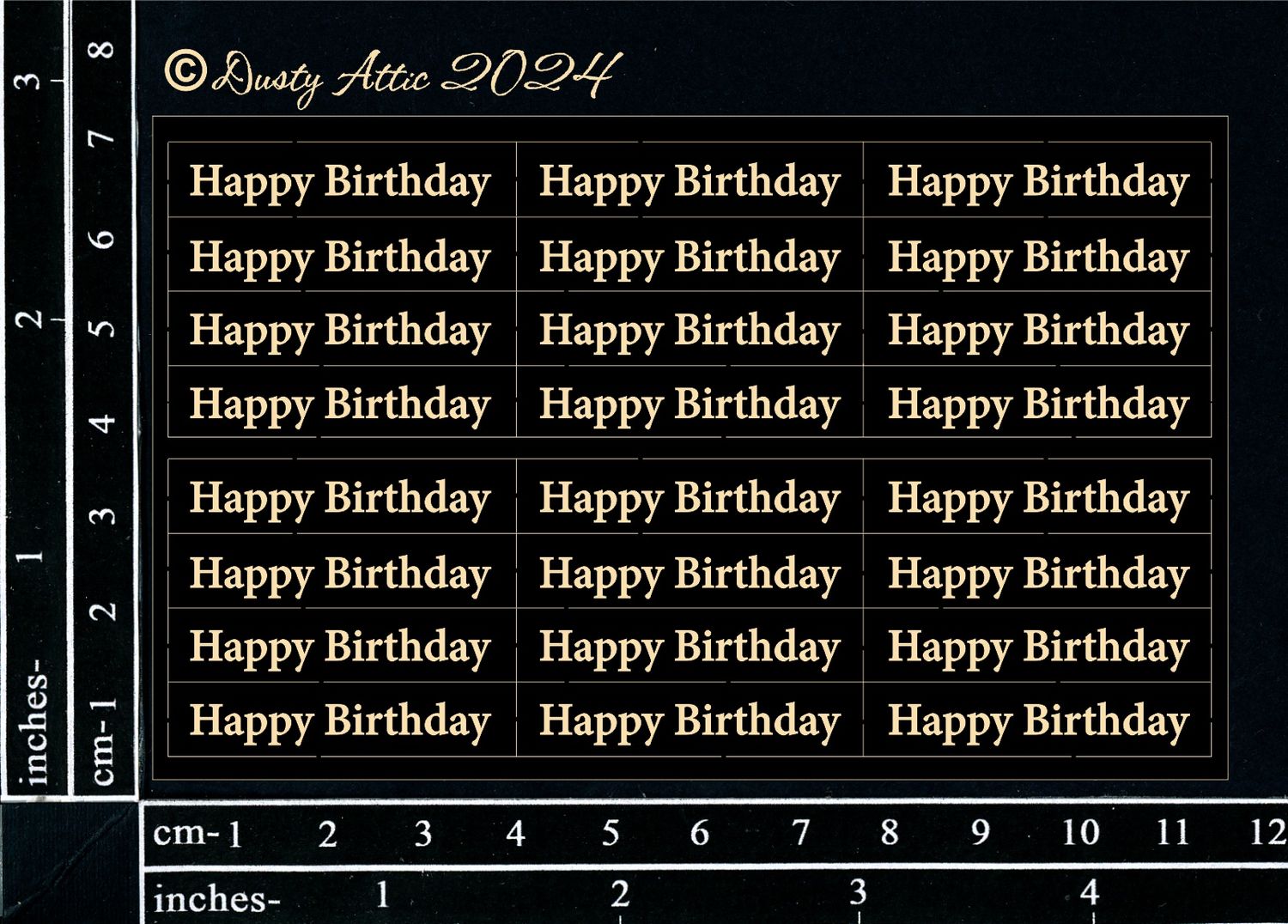 Dusty Attic - Chipboard - Words - Mini Card Sentiments - Happy Birthday - Black