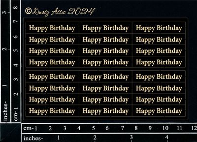Dusty Attic - Chipboard - Words - Mini Card Sentiments - Happy Birthday - Black