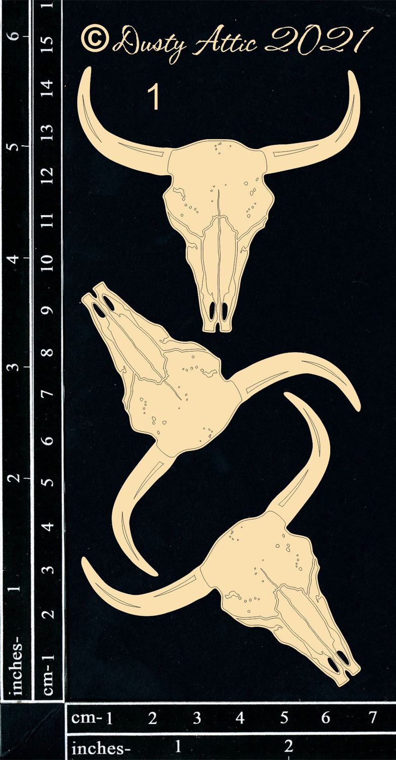 Dusty Attic - Chipboard - Outback - Cow Skulls #1