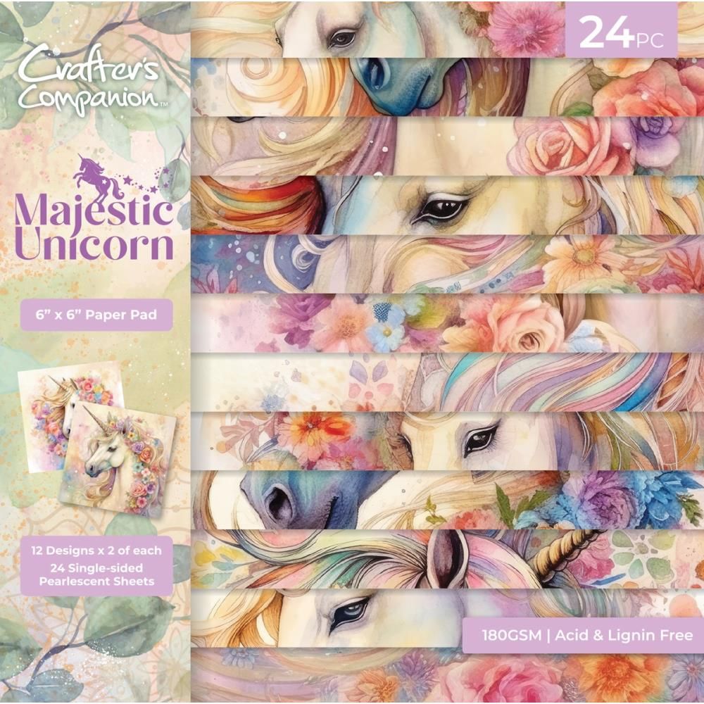 Crafter&#39;s Companion - Majestic Unicorn - 6&quot;x6&quot; Double-sided Paper Pad