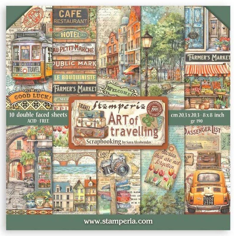 Stamperia - Art of Travelling - 8&quot;x8&quot; Double-sided Paper Pad