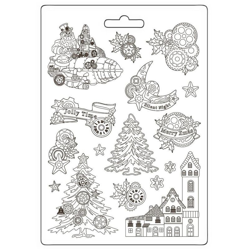 Stamperia - Gear up for Christmas - A4 Soft Mould - Trees and Elements