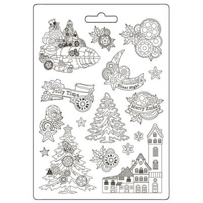 Stamperia - Gear up for Christmas - A4 Soft Mould - Trees and Elements