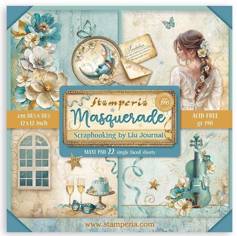 Stamperia - Masquerade - 12&quot;x12&quot; Single-sided Paper Pad
