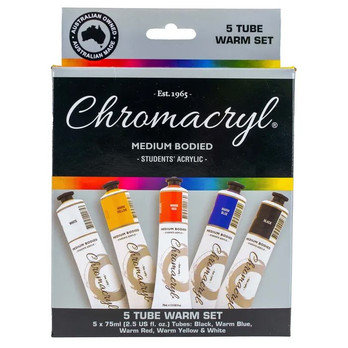 Chromacryl - Paint Set - Student Acrylic - 5 Warm Colours