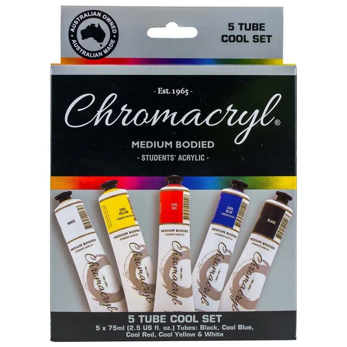 Chromacryl - Paint Set - Student Acrylic - 5 Cool Colours