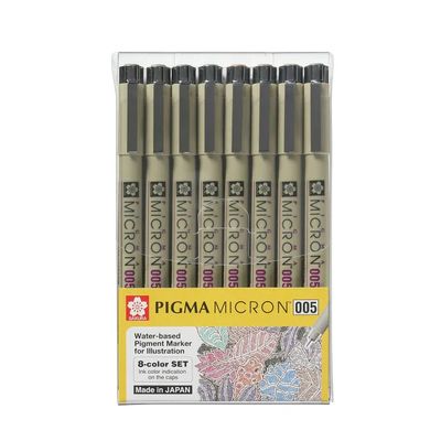 Sakura - Pigment Micron Pens - Colours - 8 pens - Size 005