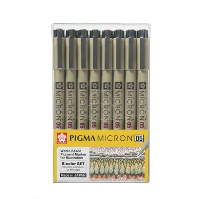 Sakura - Pigment Micron Pens - Colours - 8 pens - Size 05