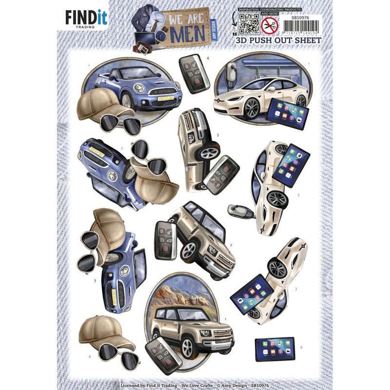 Find It Trading - 3D Paper Tole Sheets - We Are Men - Cars