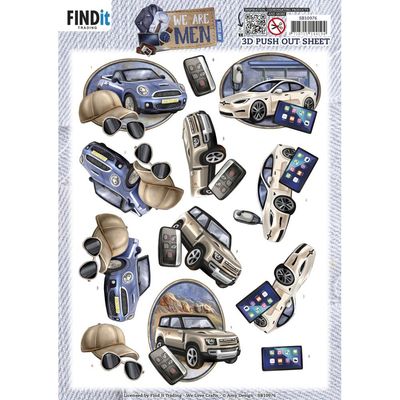 Find It Trading - 3D Paper Tole Sheets - We Are Men - Cars