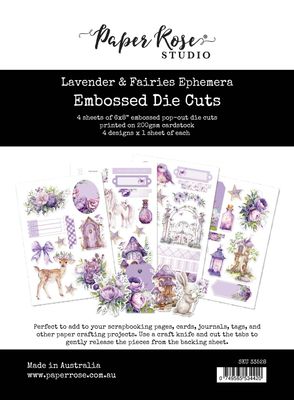 Paper Rose - Ephemera Embossed Die Cuts - Lavender and Fairies