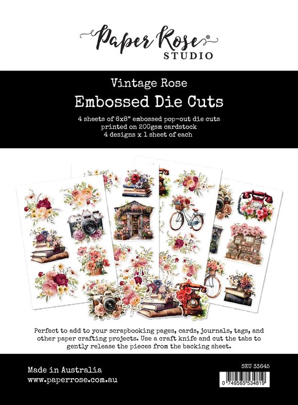 Paper Rose - Embossed Die Cuts - Vintage Rose