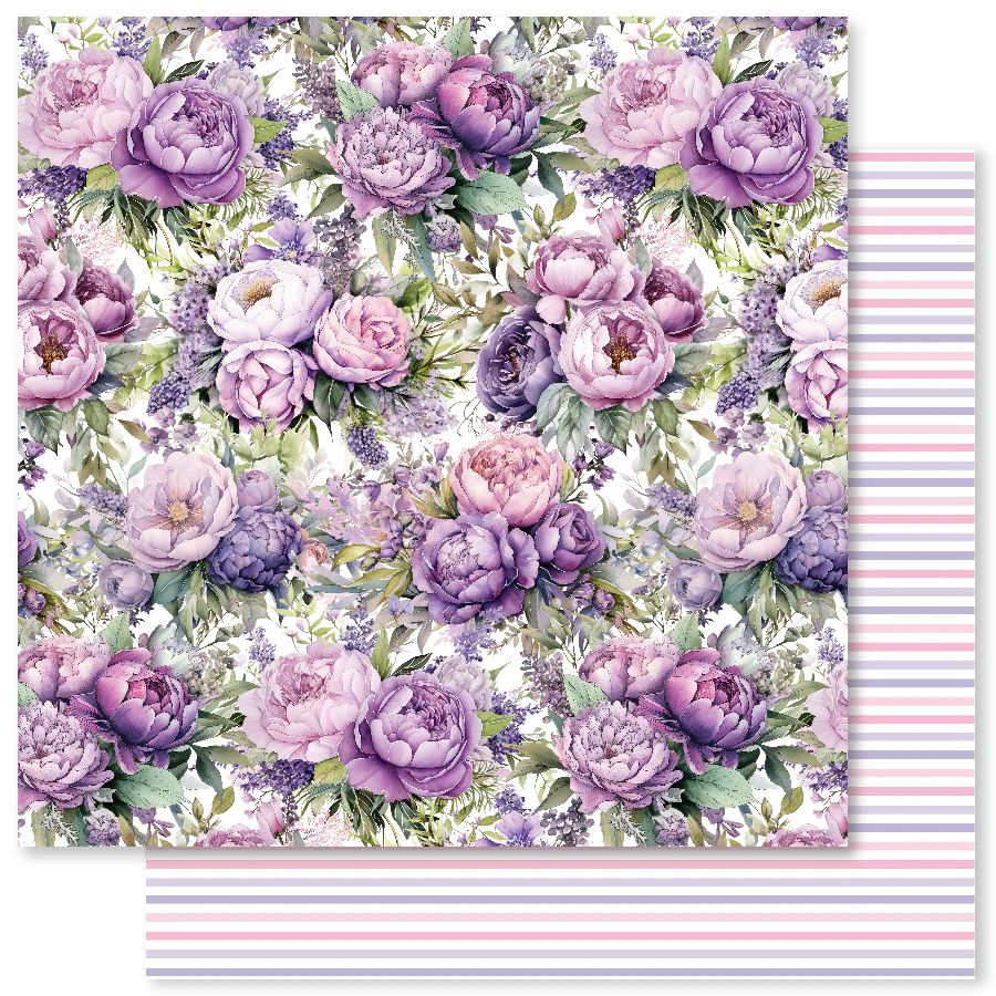 Paper Rose - Lavender and Roses - 12&quot;x12&quot; Double-Sided Paper - E