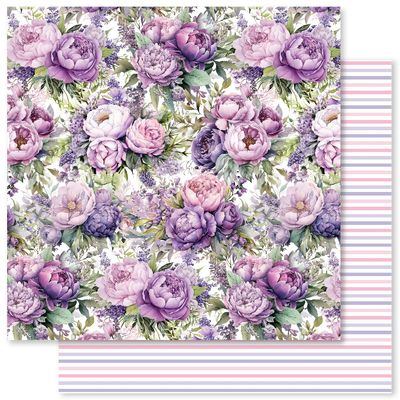 Paper Rose - Lavender and Roses - 12&quot;x12&quot; Double-Sided Paper - E