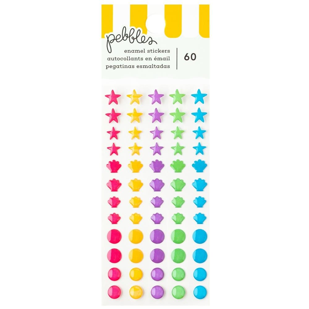 American Crafts - 60 Enamel Stickers - Pebbles - Fun in the Sun
