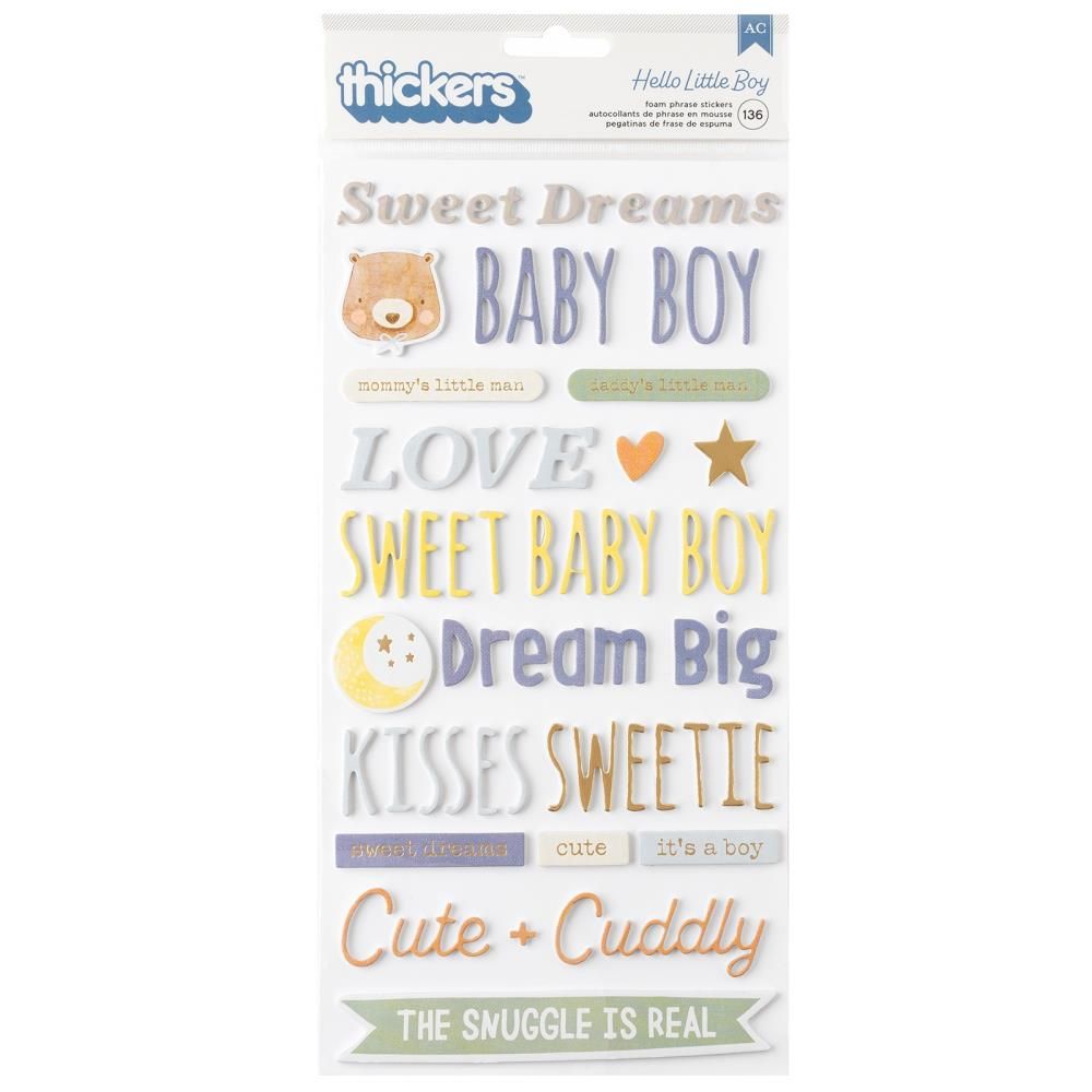 American Crafts - Foam Phrase Stickers - Hello Little Boy