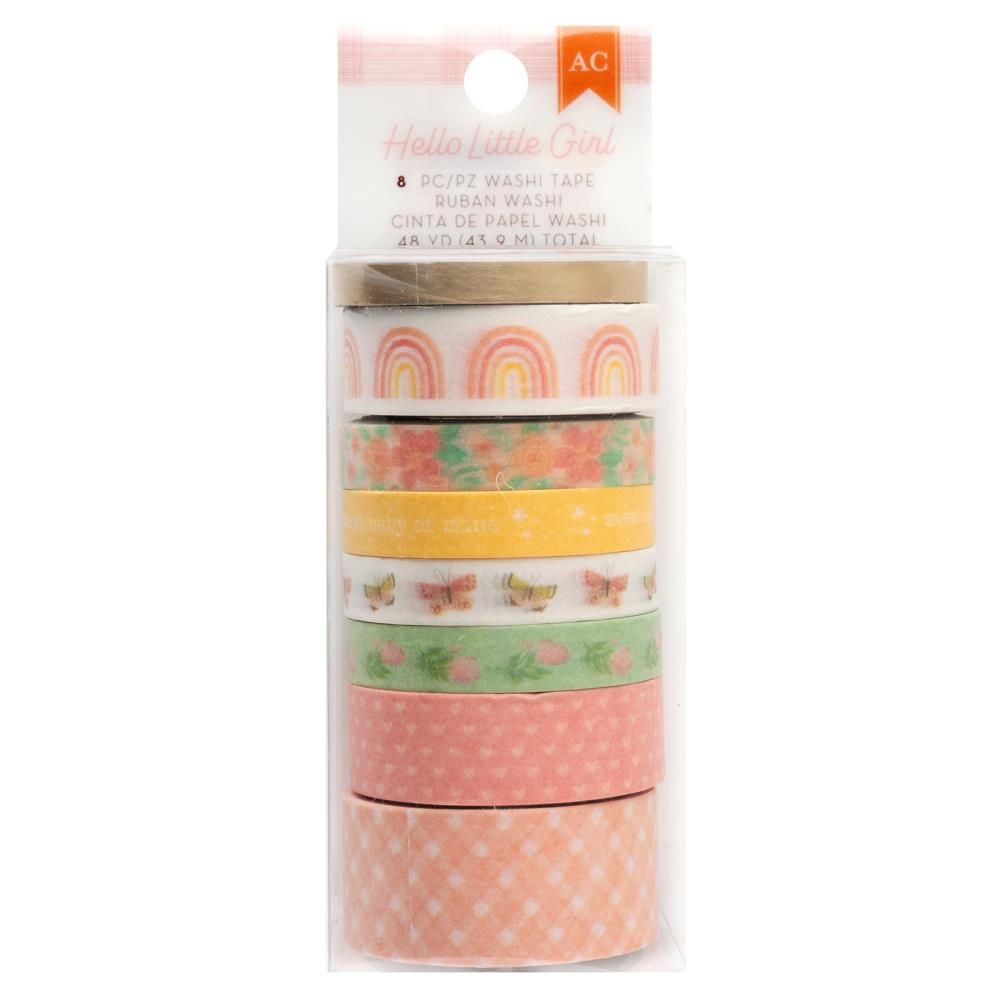 American Crafts - Washi Tape - 8 Pk - Hello Little Girl