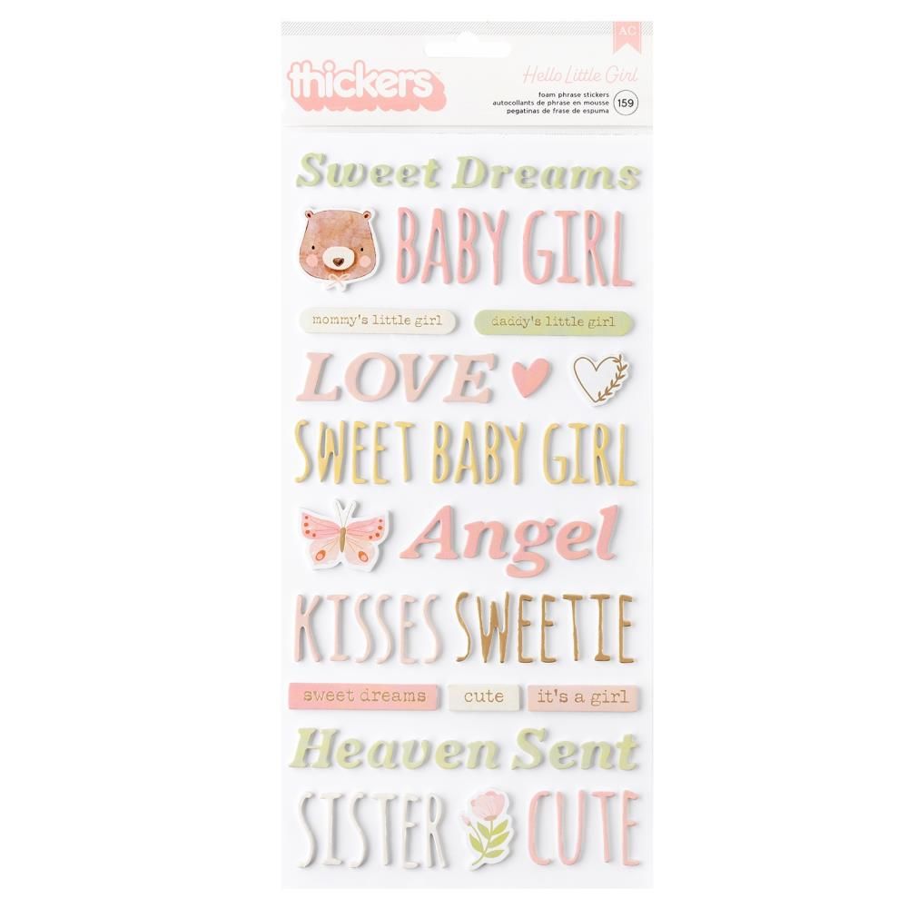 American Crafts - Foam Phrase Stickers - Hello Little Girl