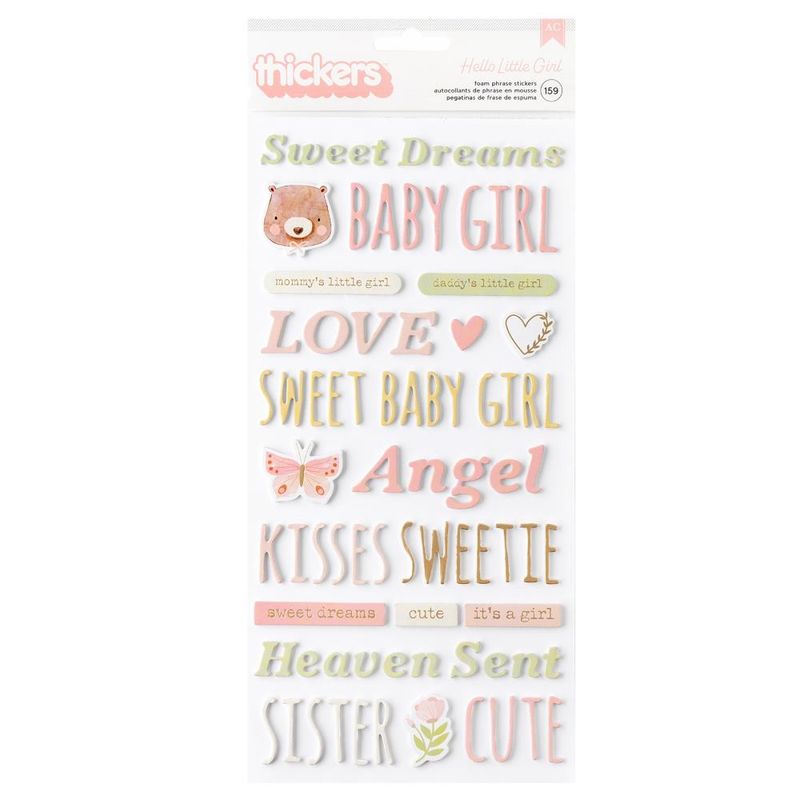 American Crafts - Foam Phrase Stickers - Hello Little Girl